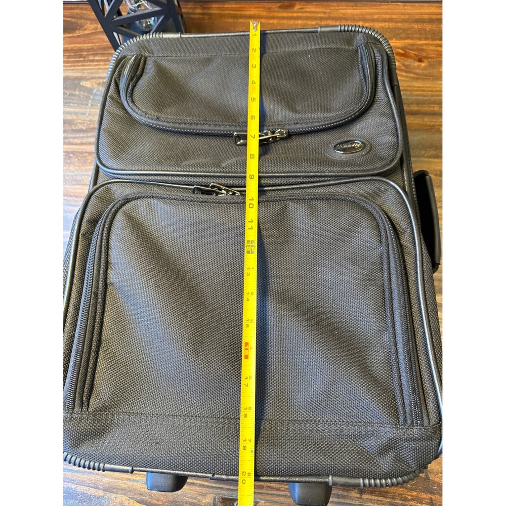 American Tourister Black Ballistic Nylon Rolling Carry On Luggage Upright Bag - Picture 13 of 14